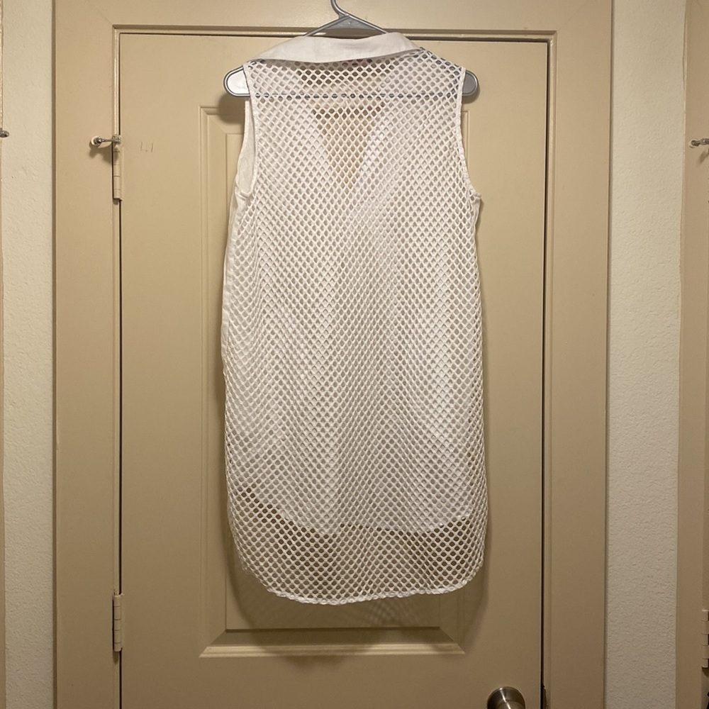 White, swimsuit cover-up. Netted back! - Picture 4 of 7